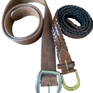 Women’s Brown Braided Leather Belts vintage 90s M/L